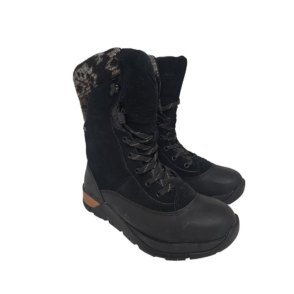 Muck Boots Women's Apres Lace V2 Leather Waterproof Boot Black Size 7.5M